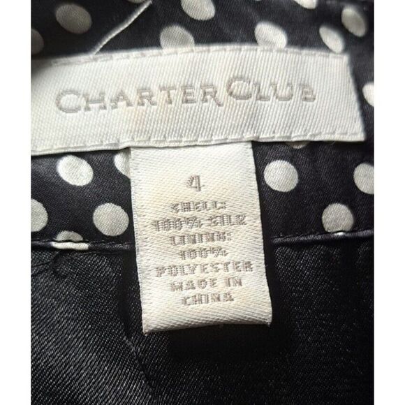 Charter Club Dress Black White‎ Polka Dots Silk Sleeveless Midi Dress Size 4 - Picture 6 of 6